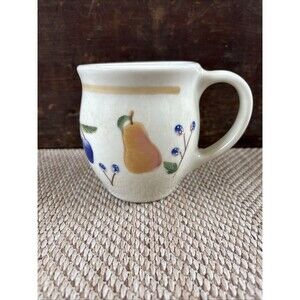 Longaberger Fruit Medley Pottery Large Coffee Mug 16 oz Hand Painted Made in USA
